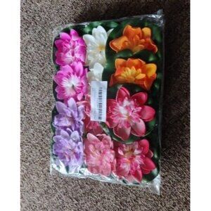 New 12 Pcs Artificial Floating Foam Lotus Flower with Water Lily Pad.
